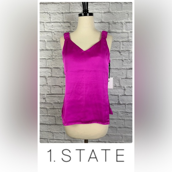 1. State Tops - NWT 1.State Pink satin top size S
